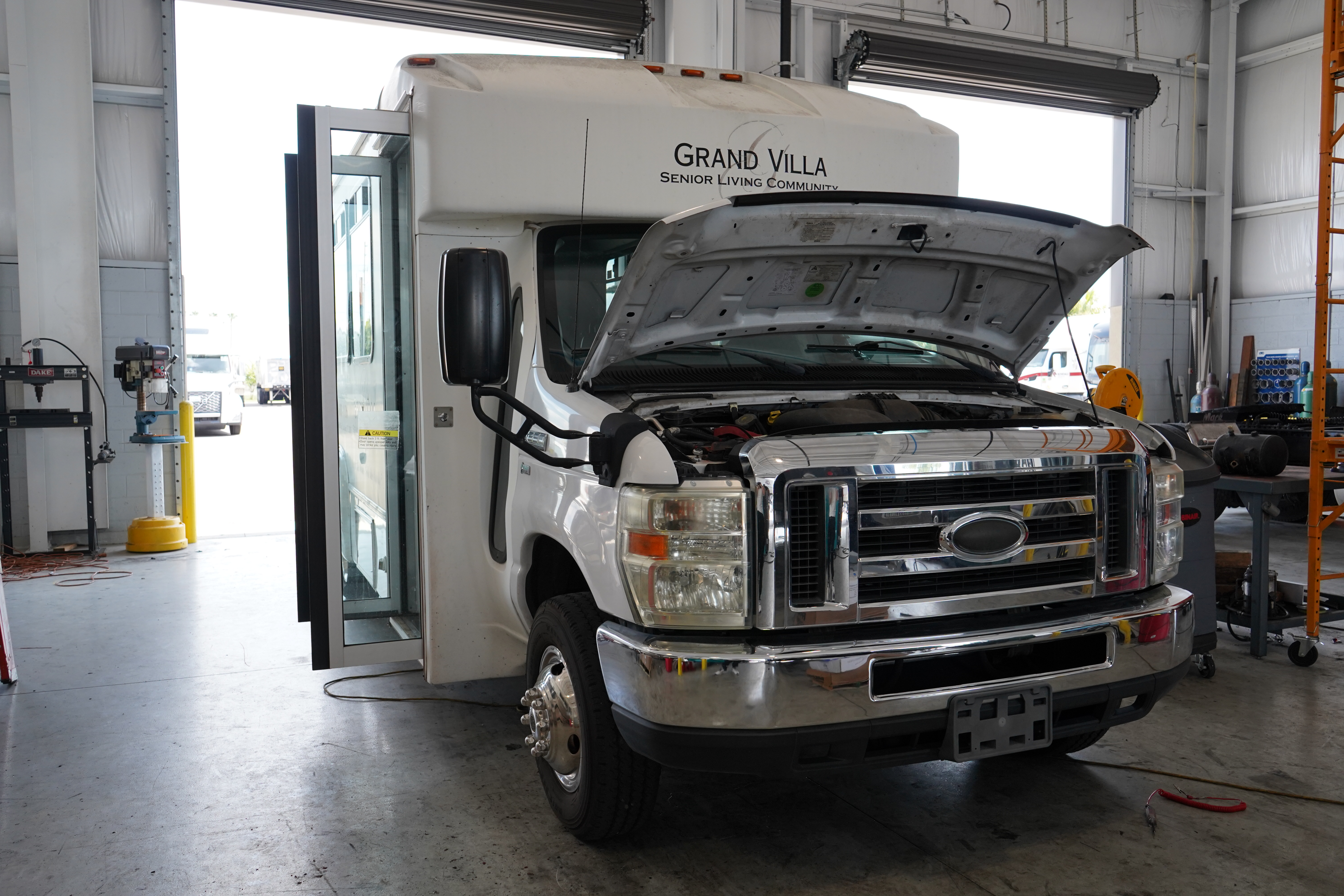 Shuttle bus engine repair at Nationwide Haul